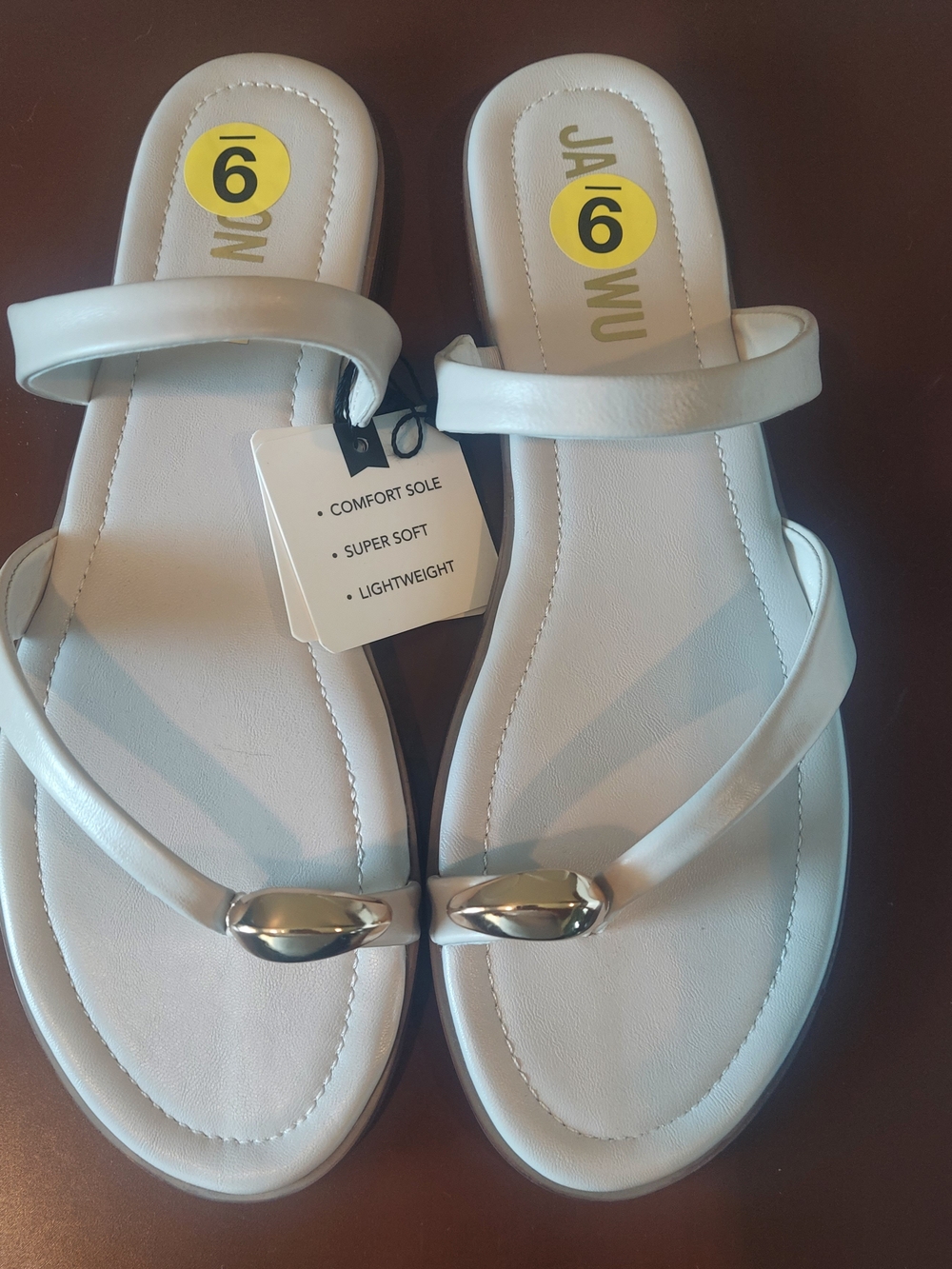NWT Jason Wu White Slide Sandals with Silver Accent Size 9